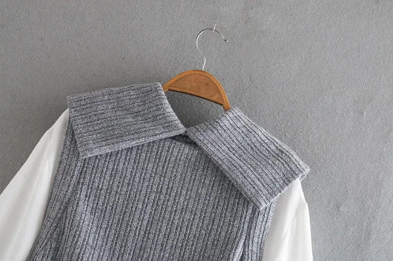 TIED PATCHWORK LOOSE BLOUSE