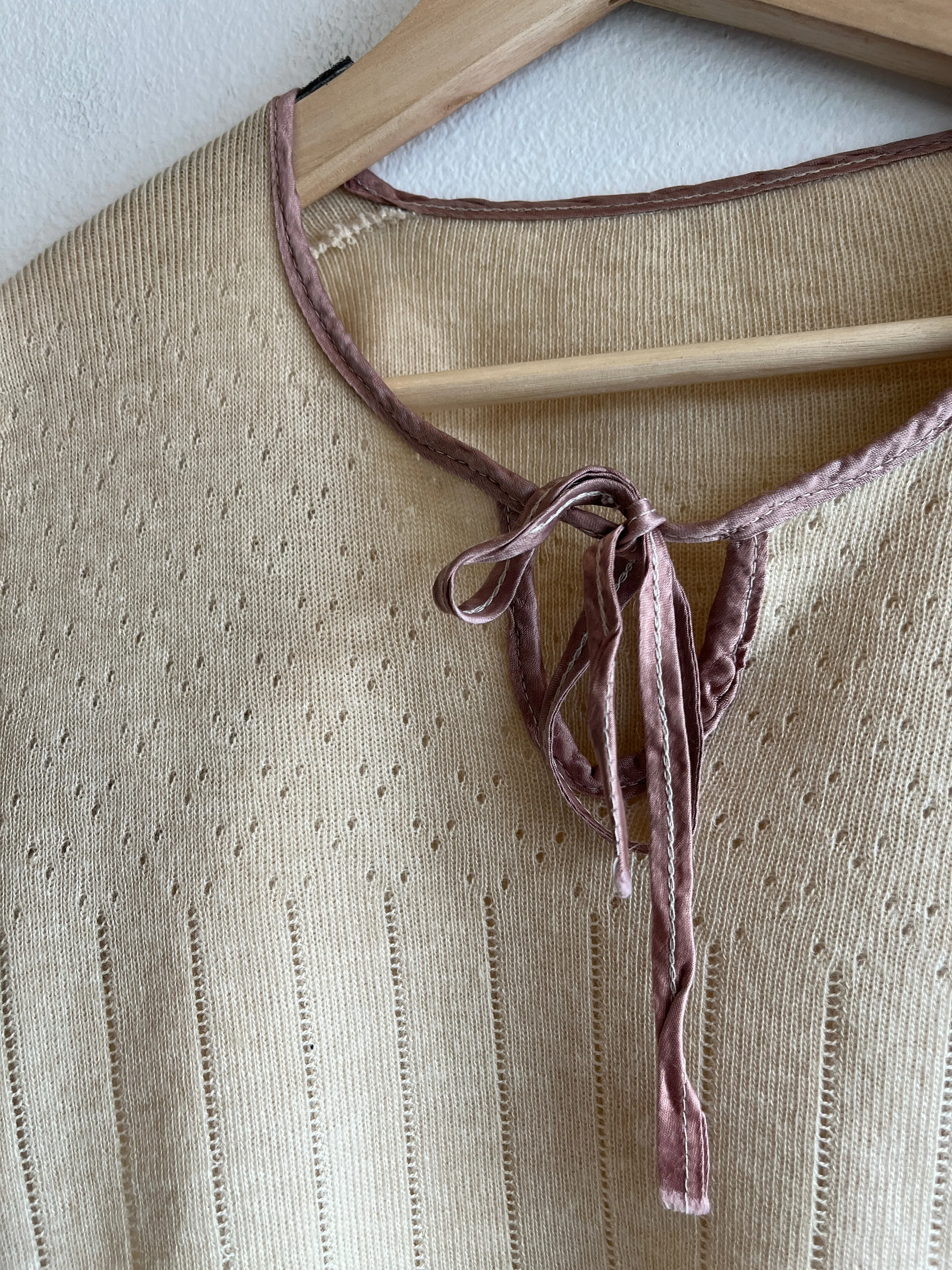 Vintage 1960s Short Sleeve Tie-Neck Sweater