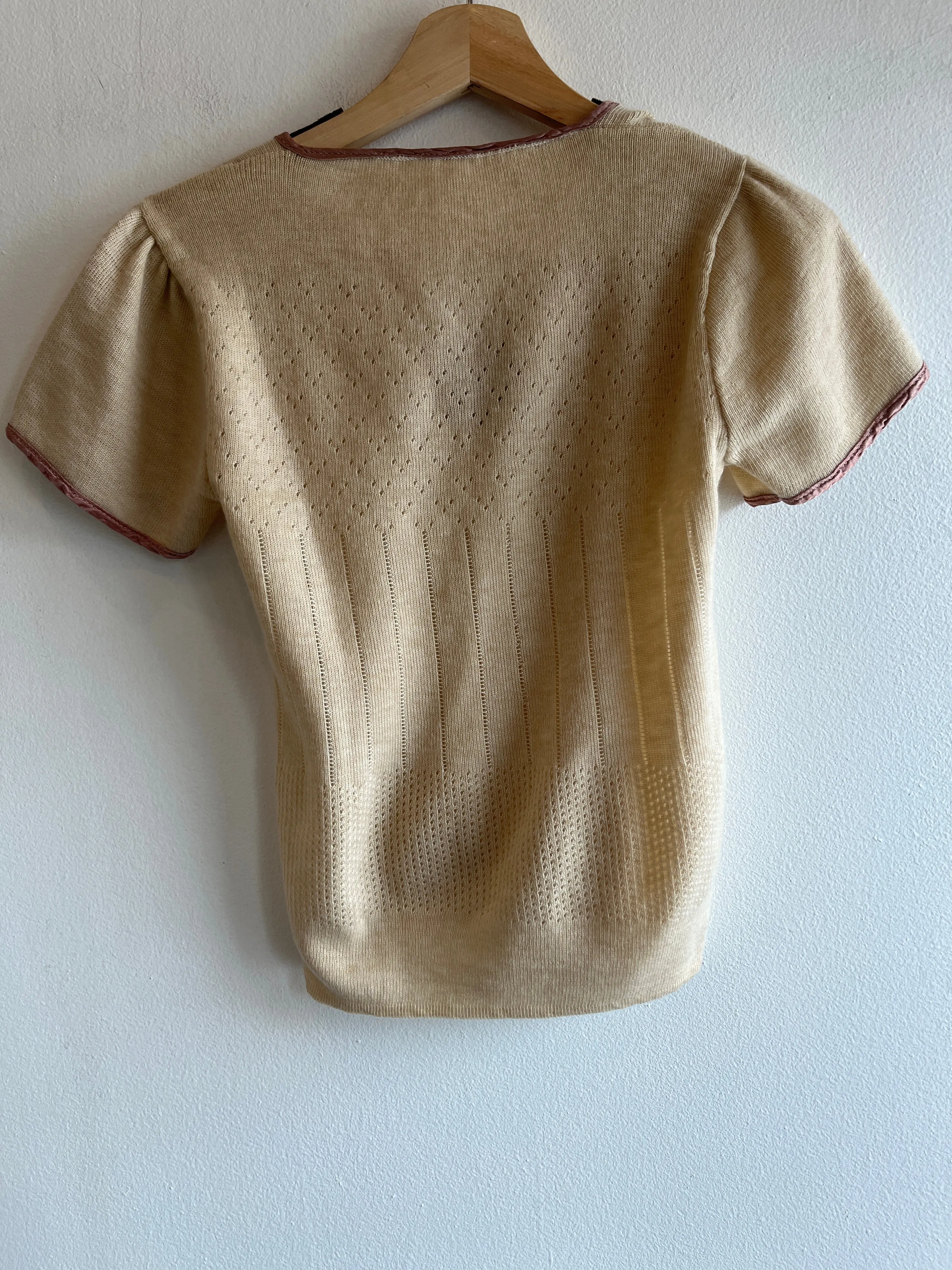 Vintage 1960s Short Sleeve Tie-Neck Sweater