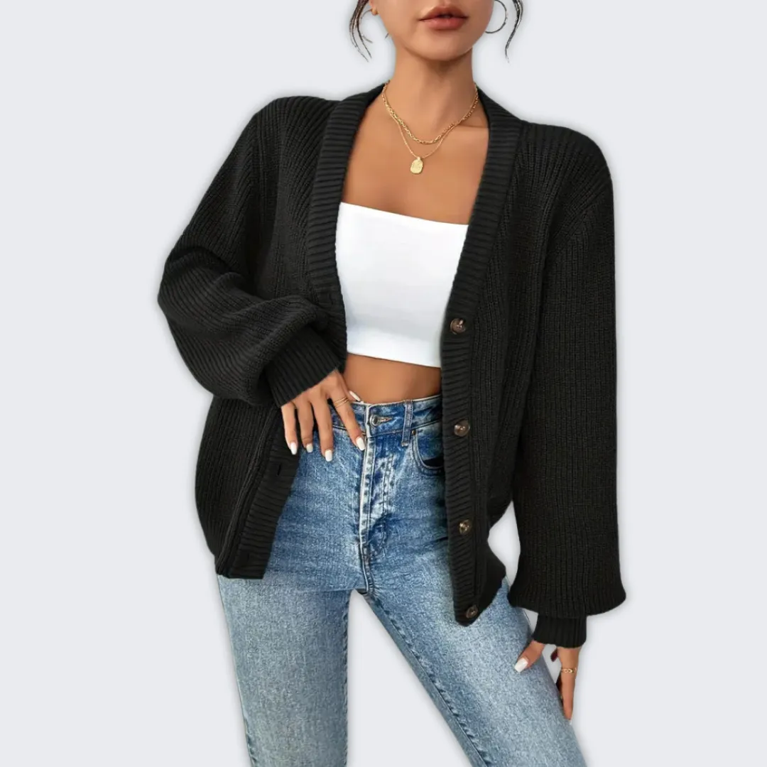 Warm Chic Women's Long Sleeve Knitted Cardigan for Layering