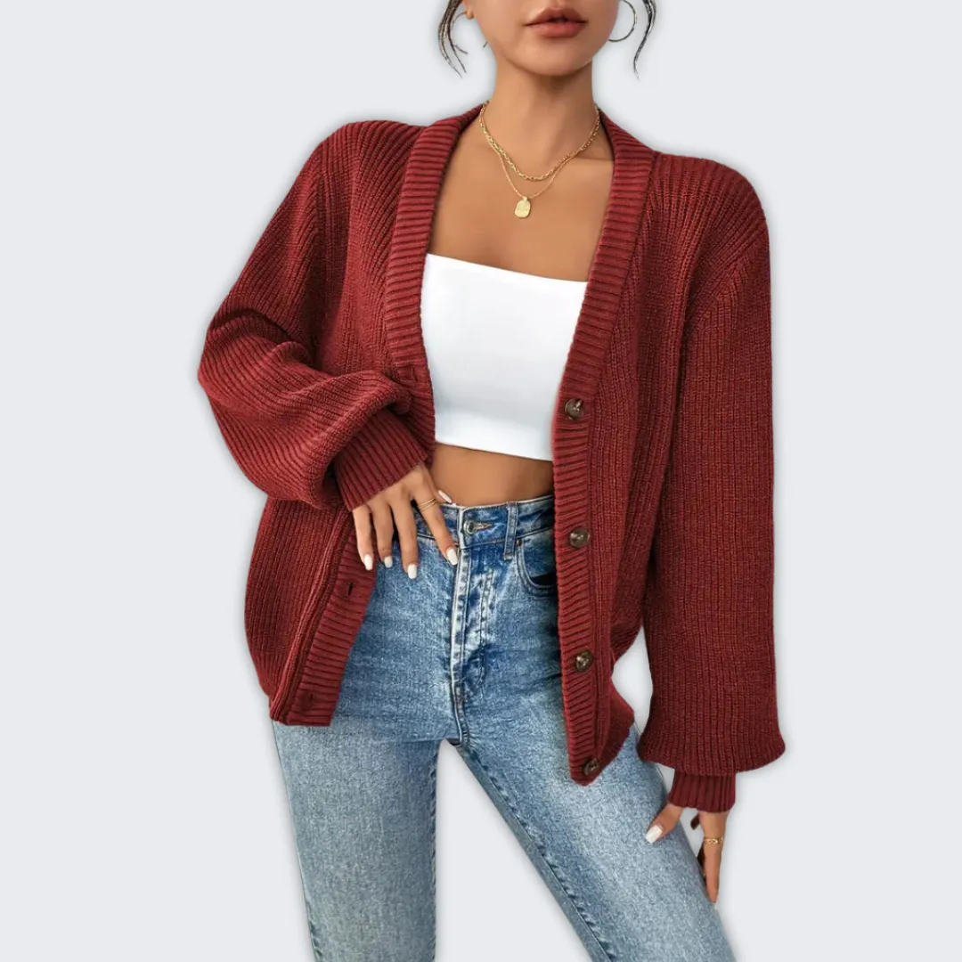 Warm Chic Women's Long Sleeve Knitted Cardigan for Layering