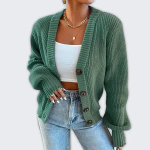 Warm Chic Women's Long Sleeve Knitted Cardigan for Layering