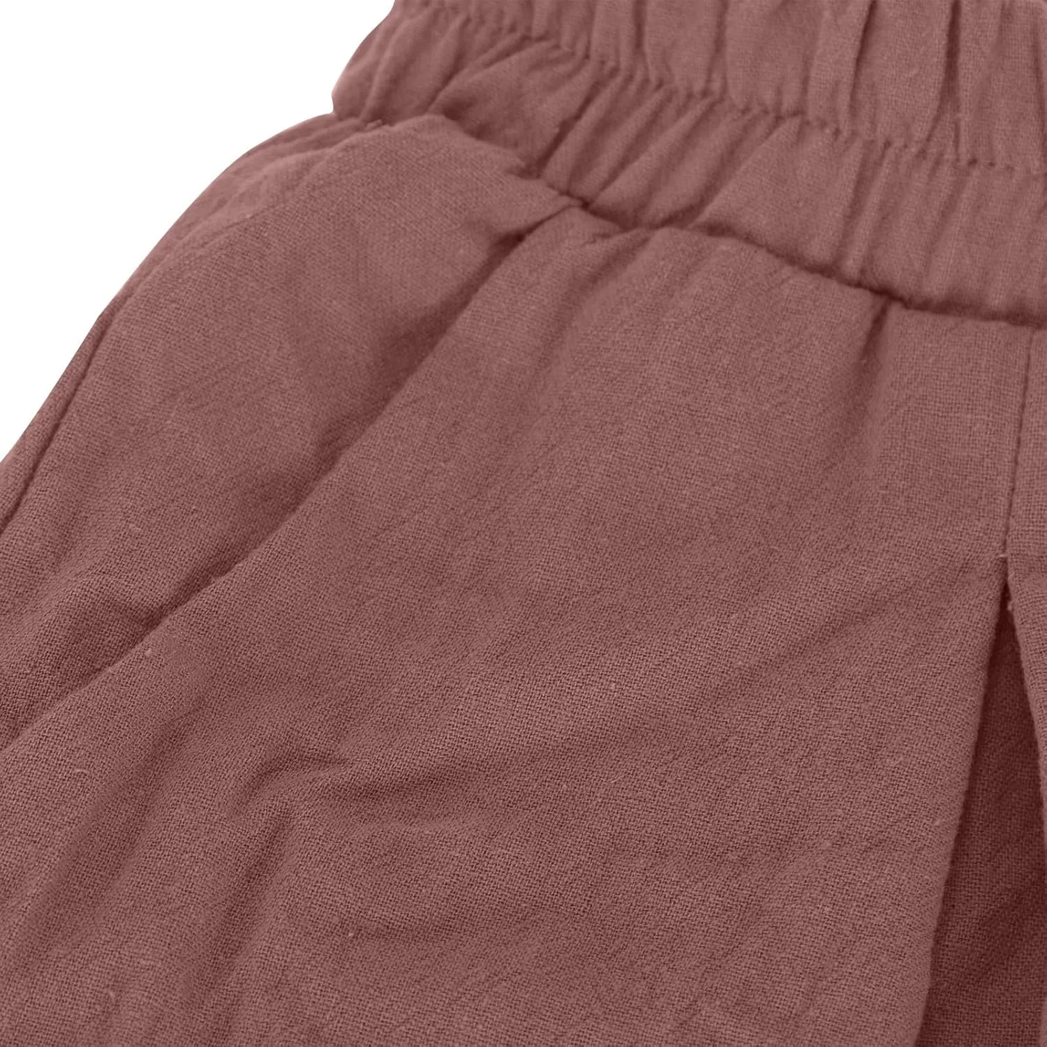 Women's Casual Cotton Linen Baggy Pants Elastic Waist Lantern Trousers 2025 Summer Beach Boho Trousers with Pockets